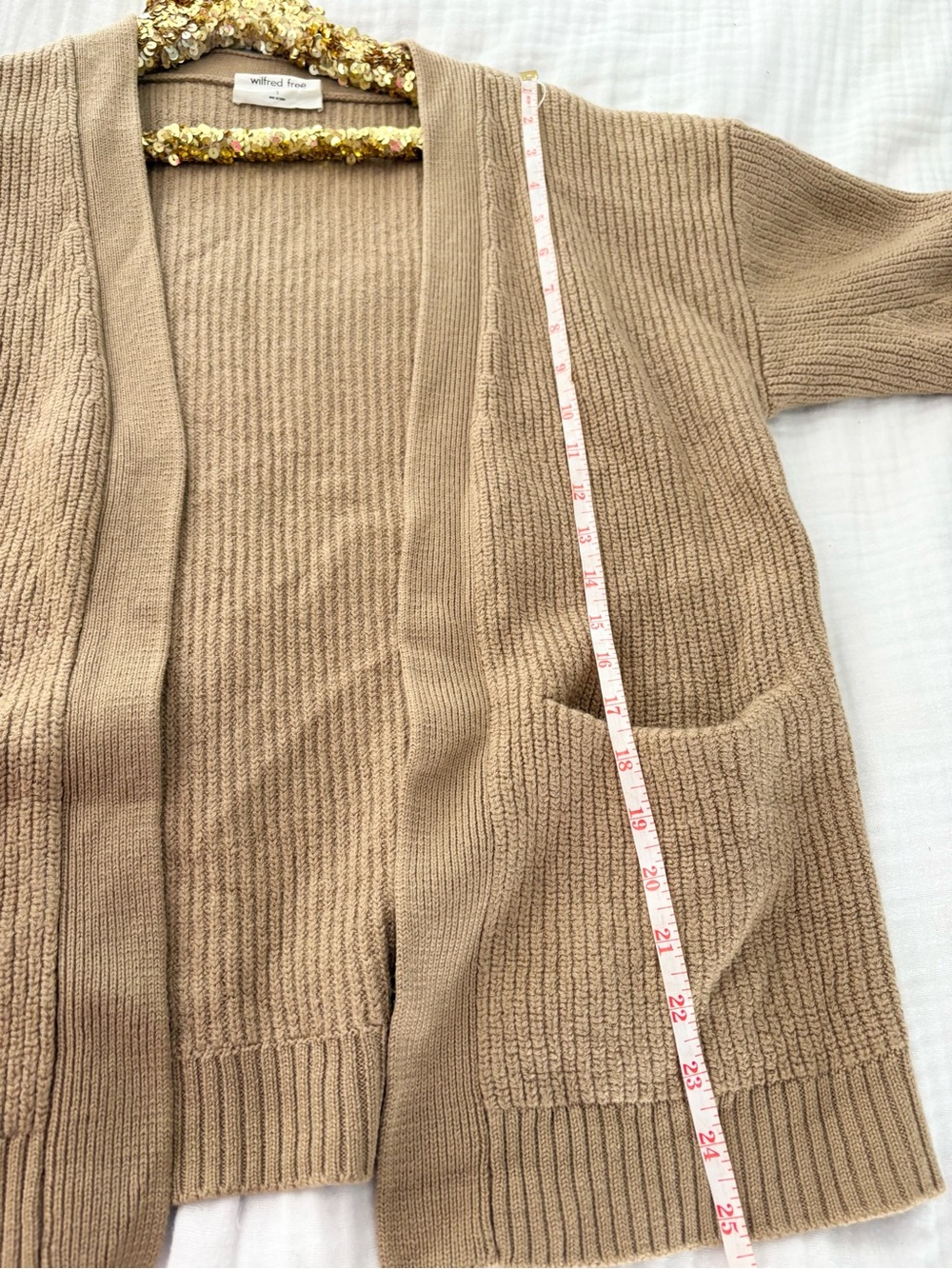 Aritzia Wilfred Free Unwind Merino Wool Open-Front Cardigan Camel Size Small - Picture 6 of 8